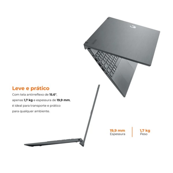 Notebook Positivo Vision C15 Intel® Pentium® Silver N5030 Windows 11 Home 4GB 128GB eMMC 15” HD Lumina Bar - Cinza
