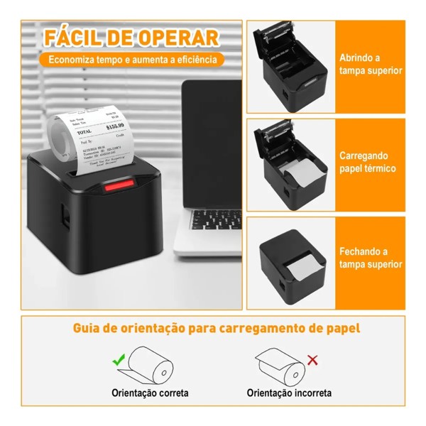 IMPRESSORA TÉRMICA DE RECIBOS E NOTAS FISCAIS 80mm