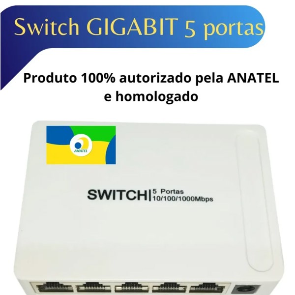 Switch Hub 5 Portas Rj45 Gigabit 10/100/1000mbps Bivolt