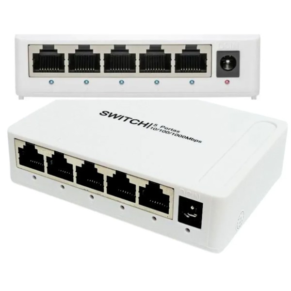 Switch Hub 5 Portas Rj45 Gigabit 10/100/1000mbps Bivolt
