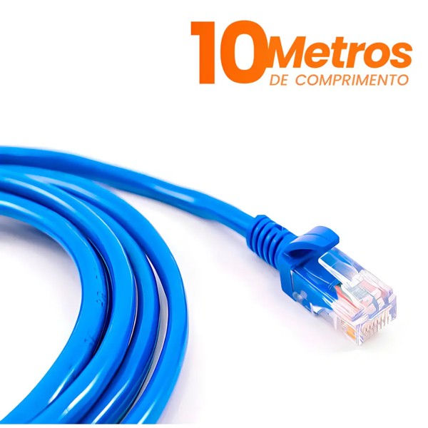 Cabo De Rede Cat6 10 Metros 10m Ethernet Lan Giga Rj45 Crimpado