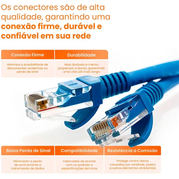 Cabo De Rede Cat6 10 Metros 10m Ethernet Lan Giga Rj45 Crimpado