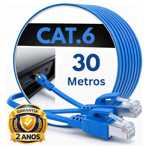 Cabo De Rede Cat6 30 Metros Ethernet Lan Giga Rj45 