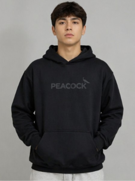 Blusa Moletom Capuz Peacock - Preto