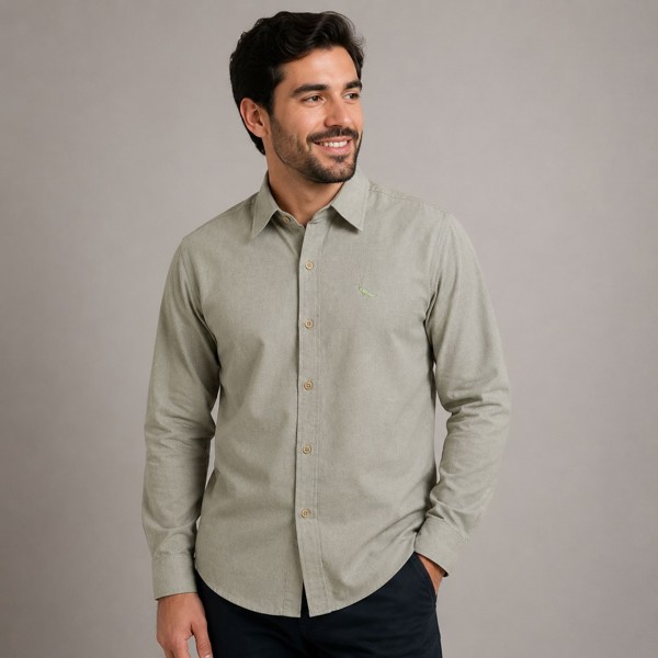Camisa Social Verde Panamá Peacock