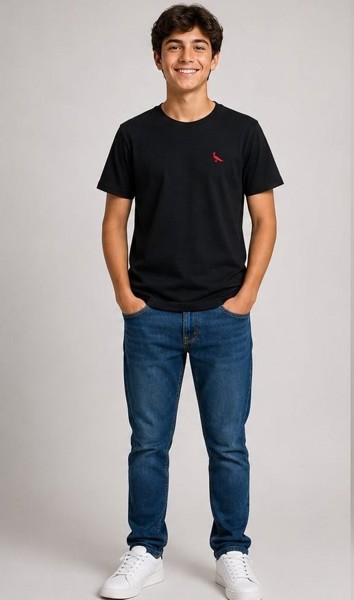 Camiseta Peacock Infantil Preta