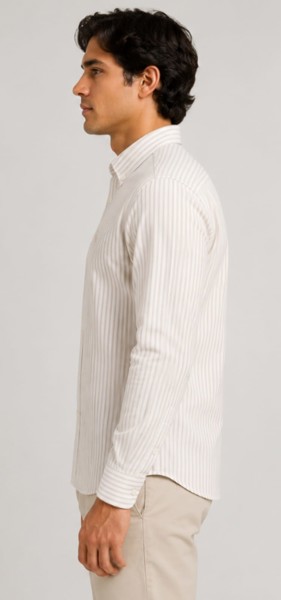 Camisa Social Peacock Slim Listra Caqui