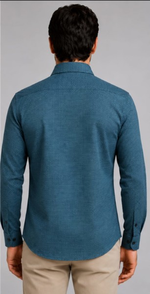 Camisa Social Peacock Slim Escama Verde Petroleo