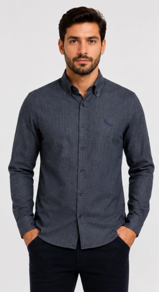 Camisa Social M/L Jeans Peacock