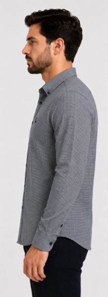 Camisa Social Peacock Slim  Escama Cinza