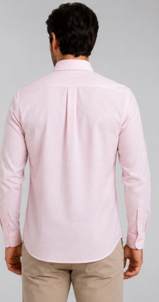 Camisa Social M/L Linho Rosa Claro Peacock