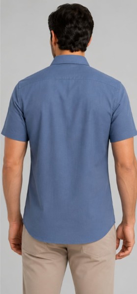 Camisa Social M/C Slim Peacock Azul Petróleo