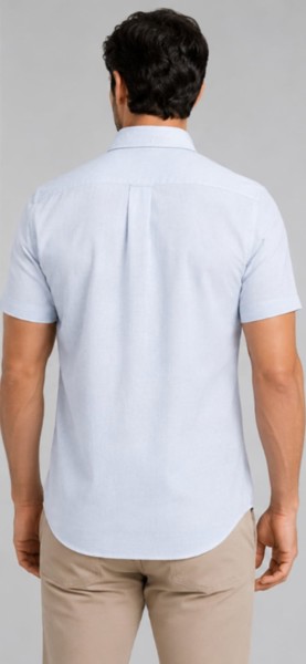 Camisa Social M/C Slim Peacock  Azul Nuvem