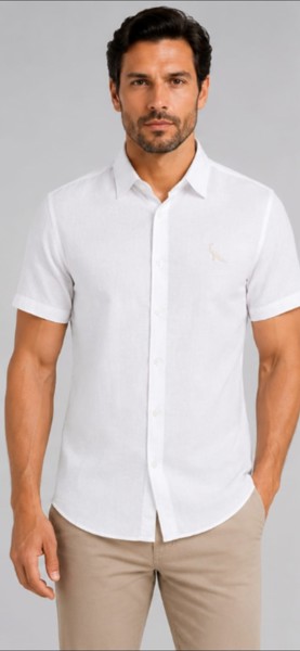 Camisa Social M/C Linho Branca