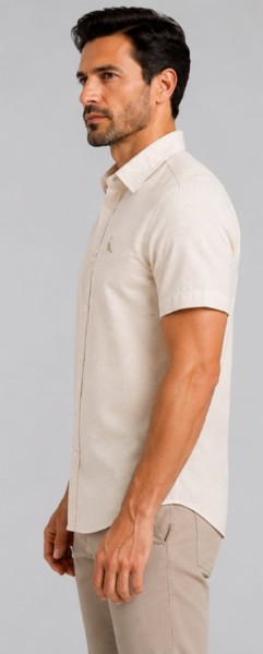 Camisa Social M/C Slim Peacock Areia