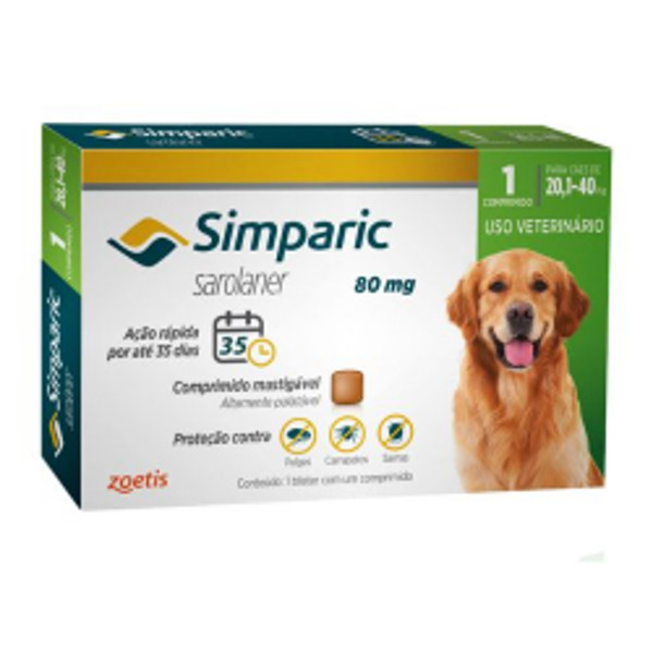 SIMPARIC 80MG 20,1 A 40KG - 1 COMPRIMIDO - VERDE - VET