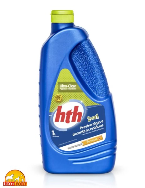 HTH ULTRA-CLEAR ALGICIDA & DECANTADOR 2EM1 1LT - PREVINE ALGAS E DECANTA OS RESIDUOS