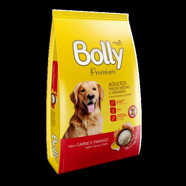 BOLLY PREMIUM CAES ADULTOS SABOR CARNE E FRANGO 15 KG