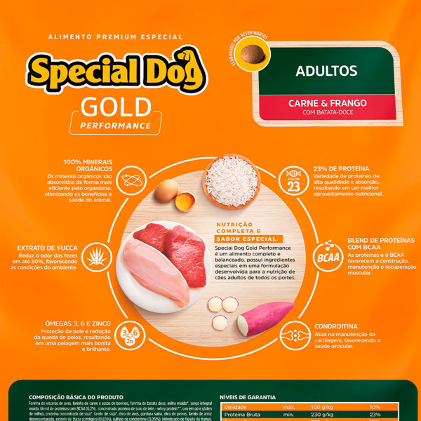 SPECIAL DOG GOLD PERFORMANCE ADULTOS CARNE E FRANGO 15KG