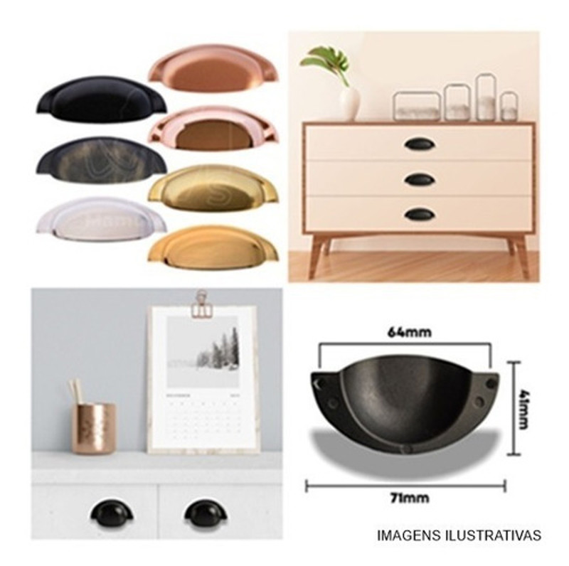 PUXADOR CRIATIVA CONCHA NOBRE 64MM - ROSE BRILHO