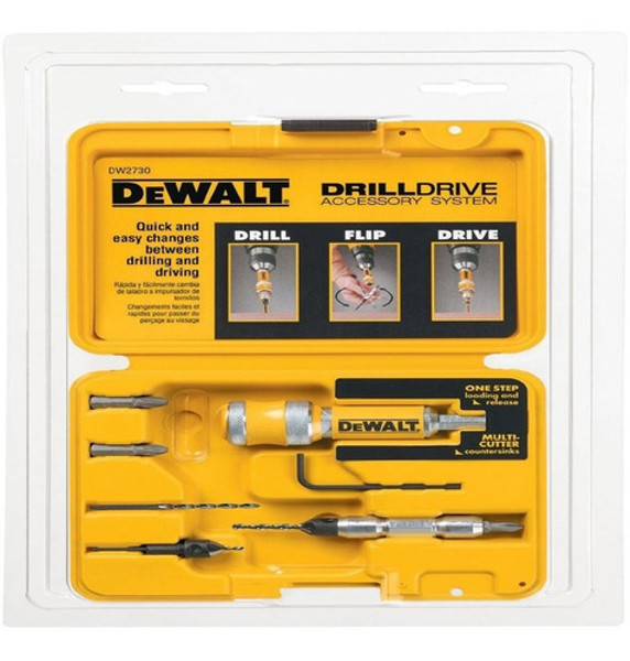 JOGO DE 08PCS COM ESCAREADOR E ESTOJO TROCA RAPIDA DEWALT - DW2730