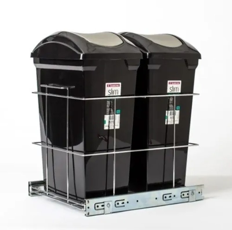 LIXEIRA DUPLA COM 15 LITROS GIOSUL - PRETA 4262