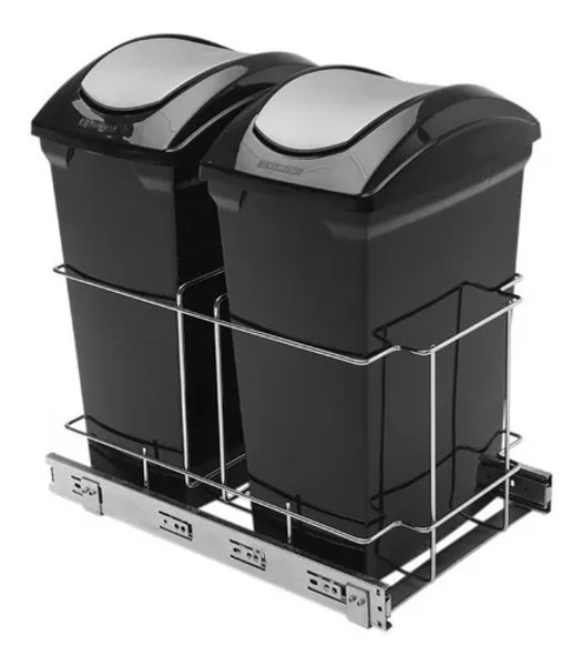 LIXEIRA DUPLA COM 15 LITROS GIOSUL - PRETA 4262