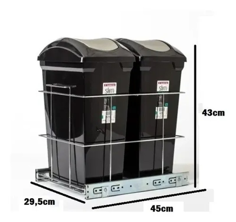 LIXEIRA DUPLA COM 15 LITROS GIOSUL - PRETA 4262