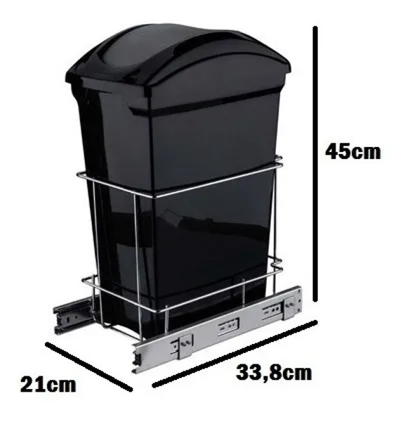 LIXEIRA SIMPLES COM 15 LITROS GIOSUL - PRETA 4261