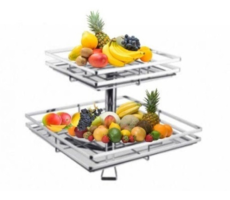 FRUTEIRA DUPLA COM VIDRO GIOSUL QUADRADA - 5176 CROMADA