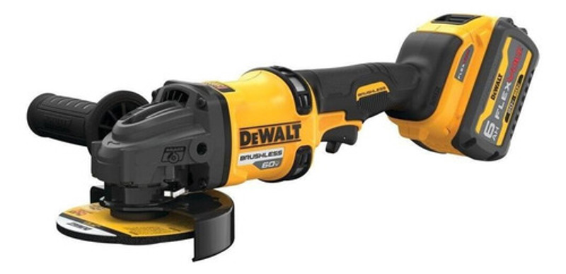 ESMERILHADEIRA ANGULAR 4.1/2" A BATERIA 60V COMPLETA COM BOLSA DEWALT - DCG418T2-B2
