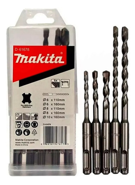 JOGO DE 05PCS COM BROCAS SDS PLUS PARA CONCRETO MAKITA - D-61678