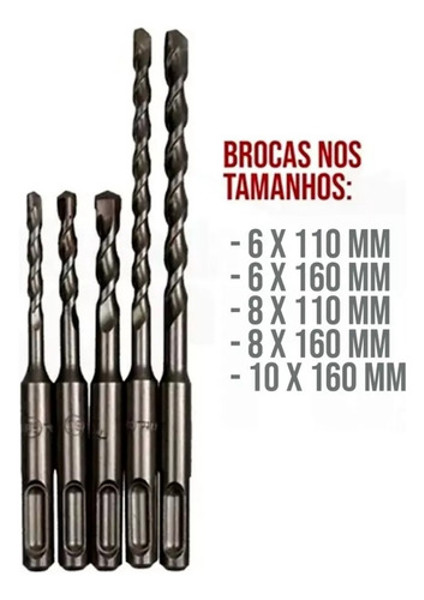 JOGO DE 05PCS COM BROCAS SDS PLUS PARA CONCRETO MAKITA - D-61678