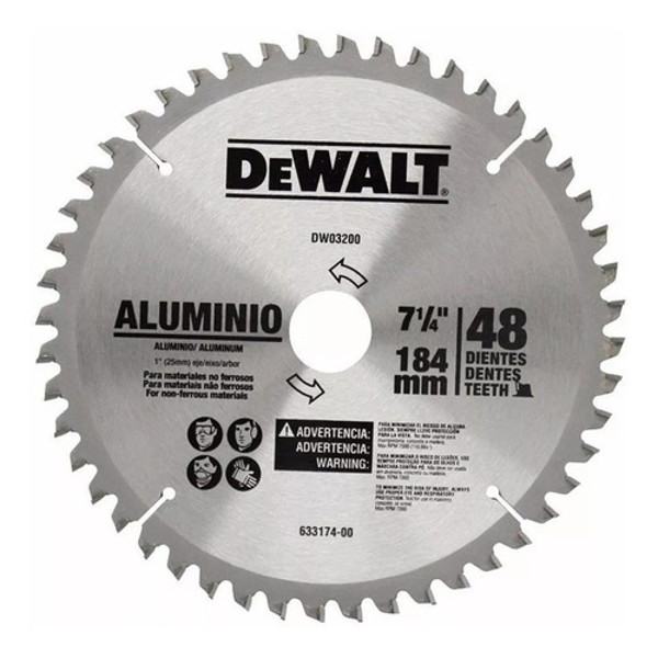DISCO PARA ALUMINIO DE 7.1/2" 185MM COM 48 DENTES DEWALT - DWA03200