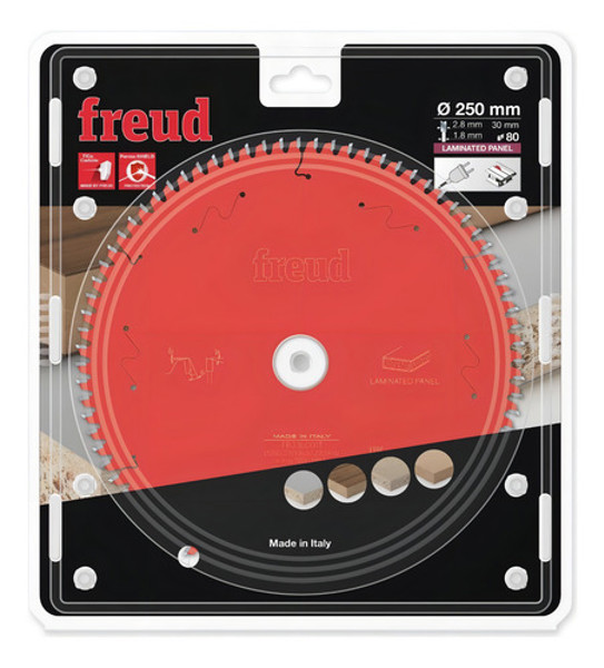 DISCO CORTE MDF DE 250MM COM 80 DENTES ALTERNADOS FREUD - FR23L001T VERMELHO