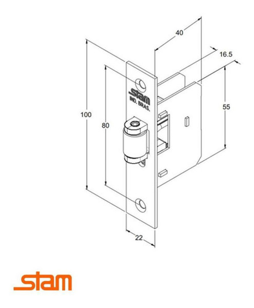 FECHADURA PIVOTANTE AUXILIAR FECHO ROLETE CROMADA STAM
