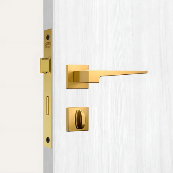 FECHADURA DE BANHEIRO "3200" COM ROSETA QUADRADA STAM - CLASSIC 3200 WC GOLD