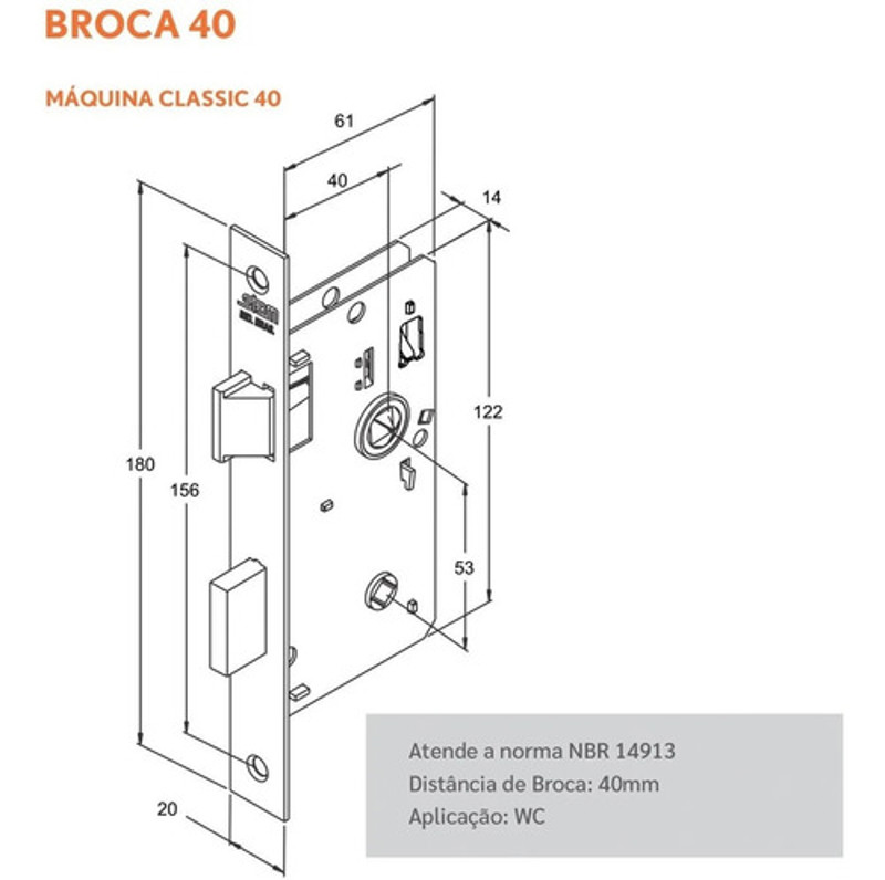 FECHADURA DE BANHEIRO "3200" COM ROSETA QUADRADA STAM - CLASSIC 3200 WC GOLD