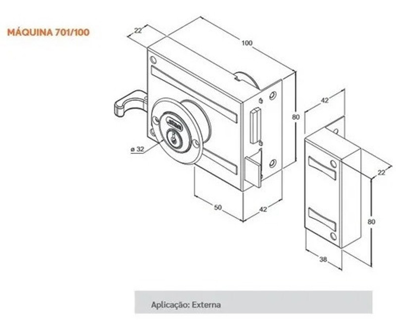 FECHADURA DE SOBREPOR SIMPLES PARA PORTAO STAM - 701/100