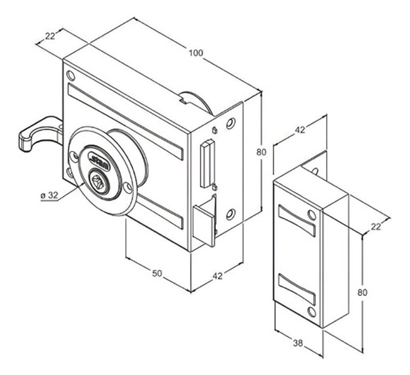 FECHADURA DE SOBREPOR SIMPLES PARA PORTAO STAM - 701/100