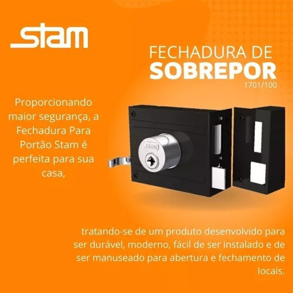 FECHADURA DE SOBREPOR TETRA PARA PORTAO STAM - 1701/100