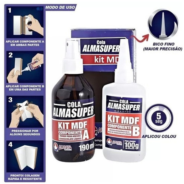 KIT MDF COM COLA INSTANTANEA DE 100G ALMATA - 770