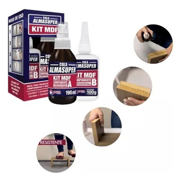 KIT MDF COM COLA INSTANTANEA DE 100G ALMATA - 770