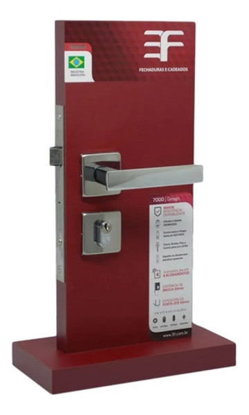 FECHADURA EXTERNA "117" COM ROSETA QUADRADA 3F - 740E11755CR CROMADA