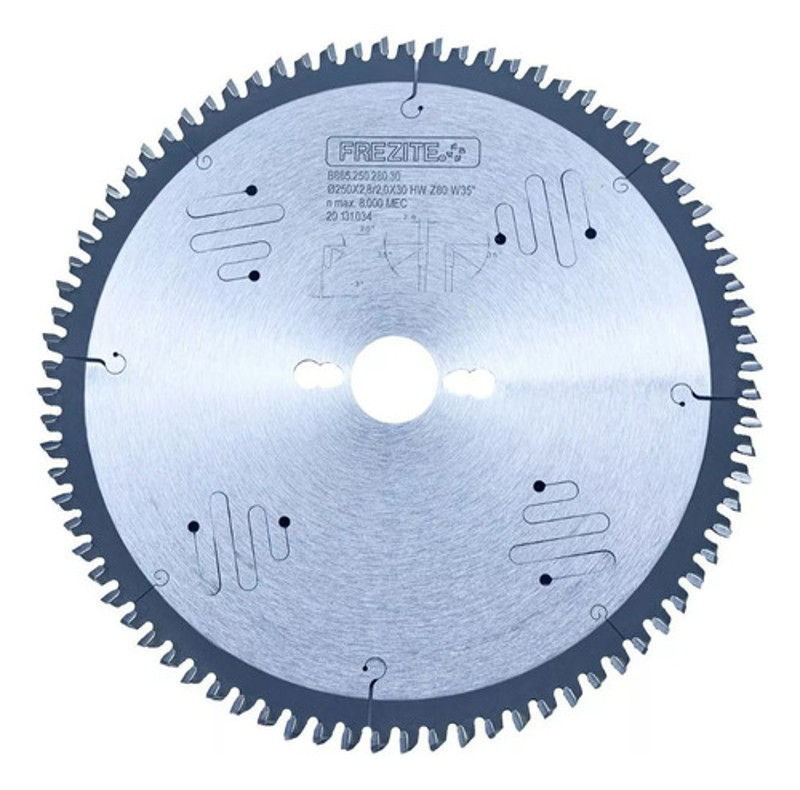 DISCO CORTE MDF DE 250MM COM 80 DENTES ALTERNADO FREZITE - B86525028030