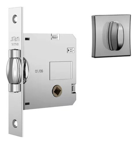 FECHADURA DE BANHEIRO PIVOTANTE COM ROSETA QUADRADA STAM - 1025 WC ESCOVADA