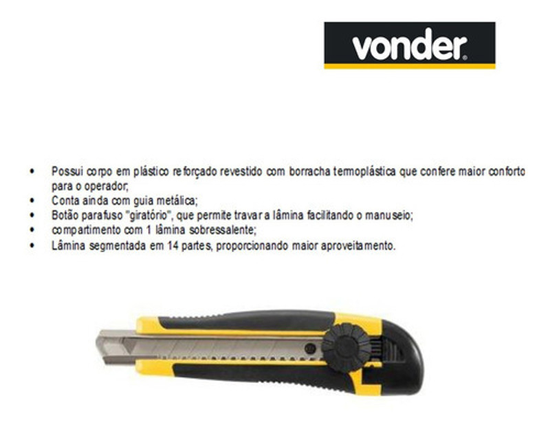 ESTILETE EMBORRACHADO 18MM VONDER - ES218 - 35.99.018.002