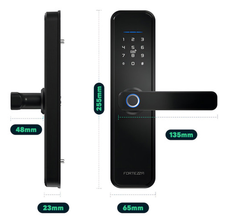 FECHADURA DIGITAL ELETRONICA INTELIGENTE FORTEZZA - FZE01BK