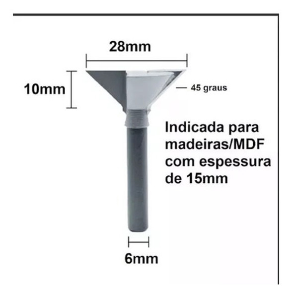 FRESA PERFIL CAVA 45° DE 28MM COM HASTE 06MM RADIX - 2059085.01