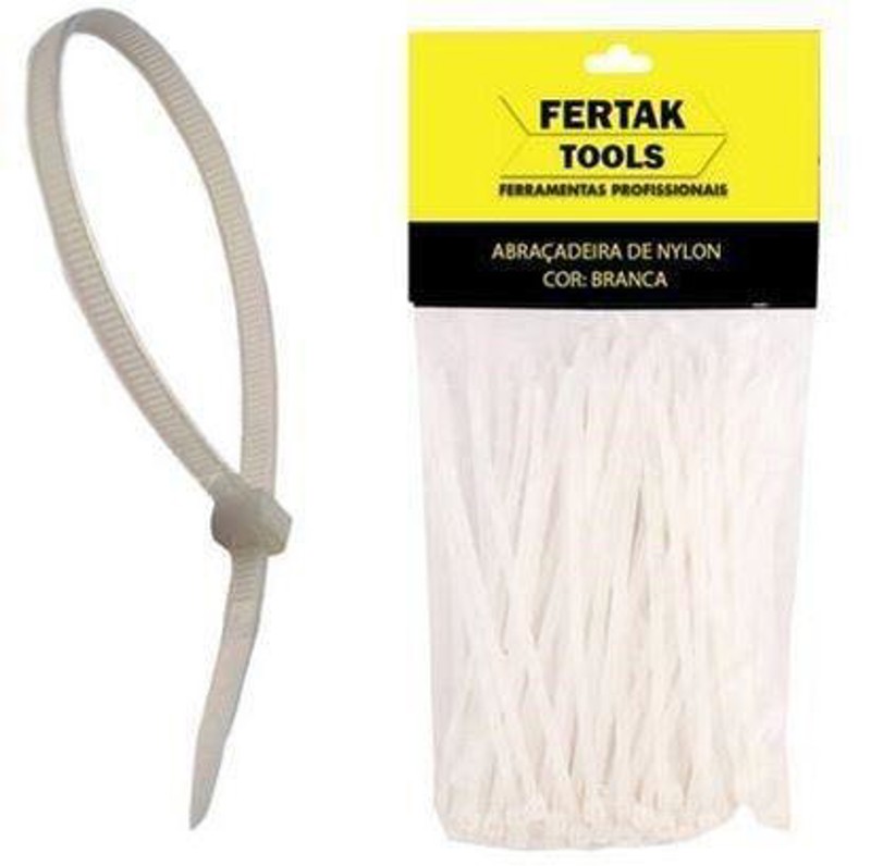 ABRACADEIRA NYLON BRANCA FERTAK - 140X3,5MM COM 100